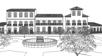 Wire-frame de cidade colonial - Ainda em perspectiva de linhas