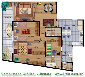 Planta de apartmento mobiliado