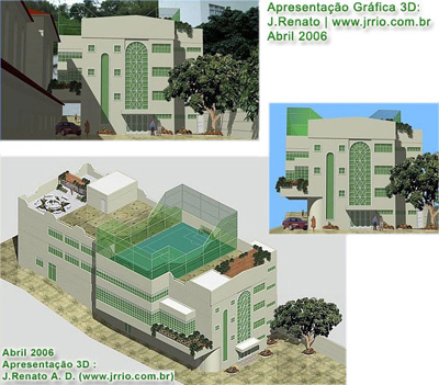 Anexo Multifuncional - Perspectivas e vistas obtidas através da maquete eletrônica