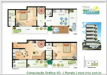 Planta Humanizada - Cobertura 3 - Primeiro e Segundo Piso