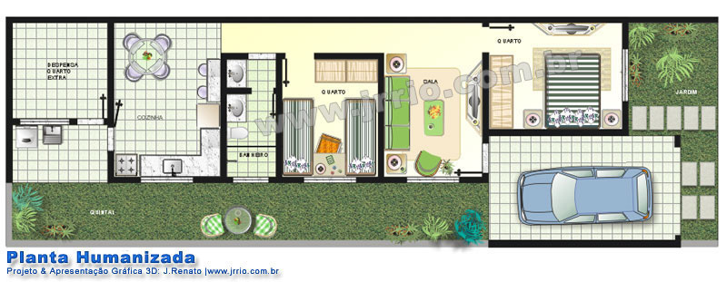 Casa 2 Quartos Em Terreno Estreito Planta E Interiores