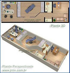 Consultório - Perspectivas de Interior e planta 3D