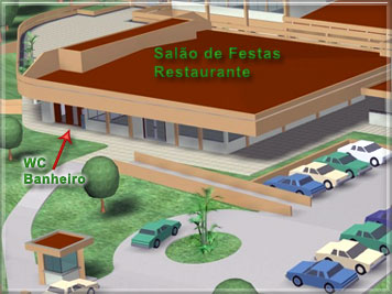 Localiza&ccedil;&atilde;o dos banheiros na circula&ccedil;&atilde;o