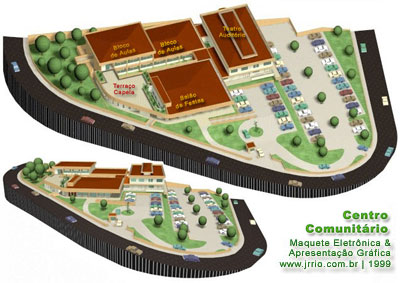 maquete eletrônica do estacionamento vista em perspectivas