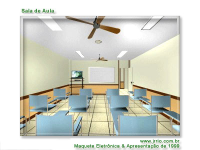 sala de aulas com vista para  o quadro branco