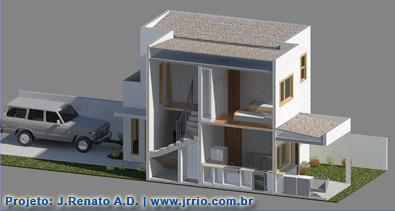 Corte arquitetônico 3d obtido com o Revit