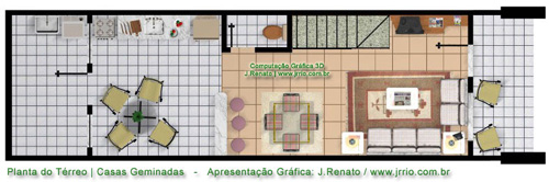 Planta baixa do piso térreo da casa geminada
