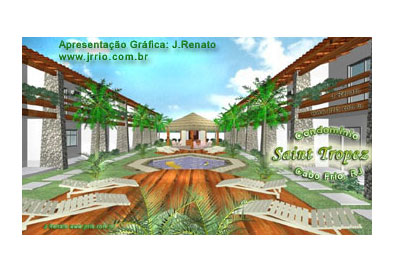 Perspectiva de arquitetura do condomínio  de casas geminadas obtida da maquete eletrônica