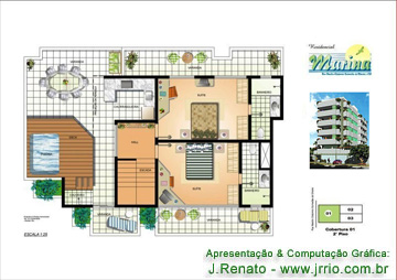 Planta baixa de unidade de empreendimento imobiliário | Apartamento de cobertura