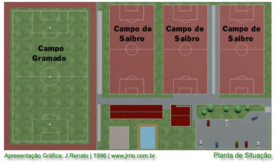 Planta baixa do centro de aprendizado ou escola de futebol