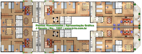 Planta humanizadas dos apartamentos - pavimento tipo