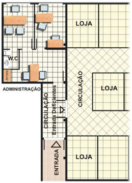 planta baixa humanizada da parte administrativa do shopping de informática