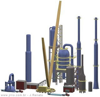 Modelagem 3d e maquete eletrônica de unidade de refinaria feito com autocad