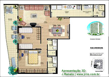 Planta humanizada de outra unidade do edifício