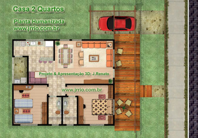 Planta humanizada da casa de 2 quartos